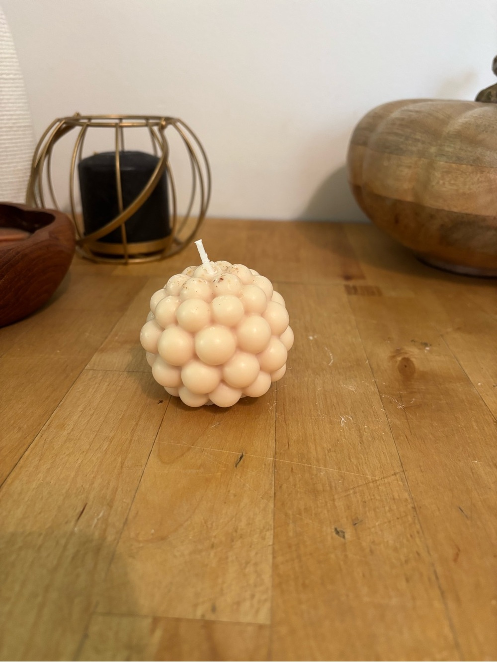 Handmade Bubble Sphere Candle - Cream